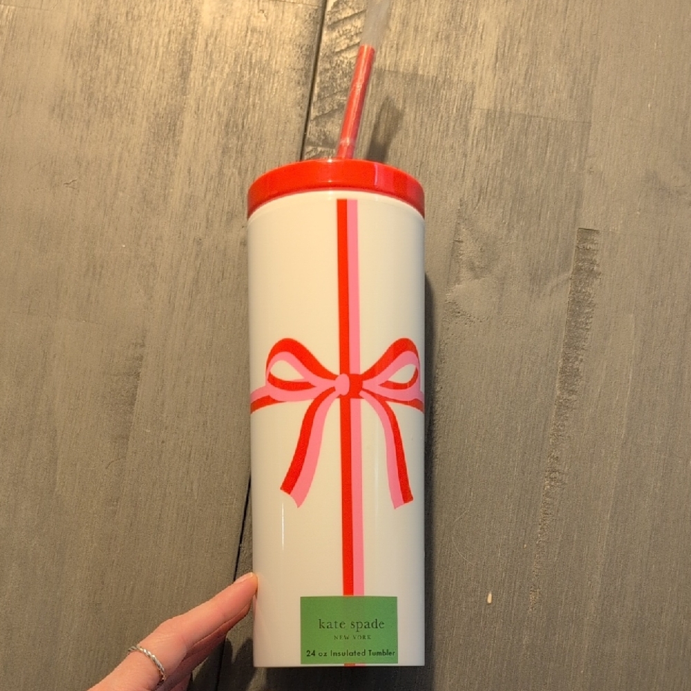 NWT Kate Spade Red and White Tumbler